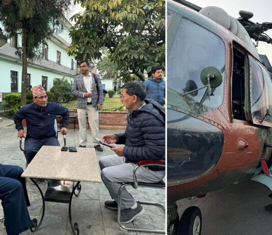 सेनाको मेडिकल टिमसहित प्रधानमन्त्री प्रचण्ड जाजरकोट उडे