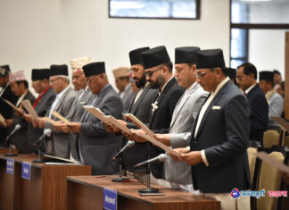 यस्तो देखियो सिंहदरबारमा सांसदहरूको शपथ (तस्वीरहरू)