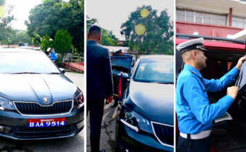 हटाइयो गृहमन्त्रीकै सवारीबाट कालो स्टिकर