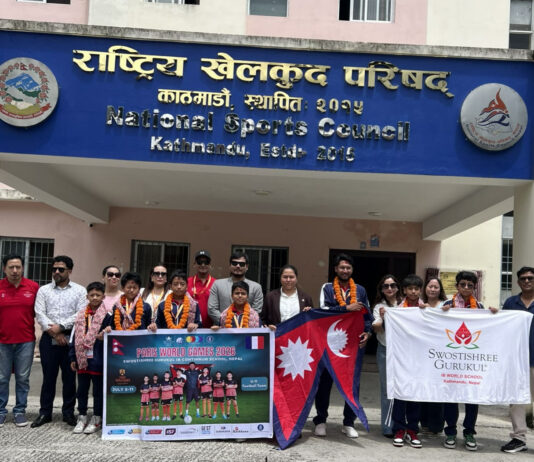 पेरिस वर्ल्ड गेम्समा सहभागी हुन जाने स्वस्तिश्री गुरुकुलको टोलीलाई राखेपद्वारा बिदाइ